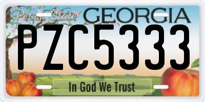 GA license plate PZC5333