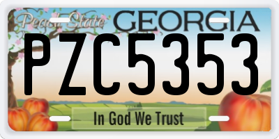 GA license plate PZC5353