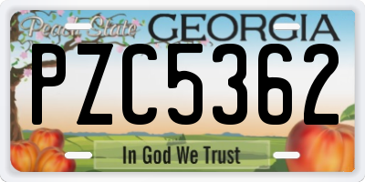 GA license plate PZC5362