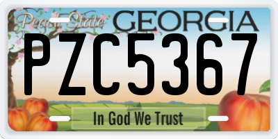 GA license plate PZC5367