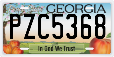 GA license plate PZC5368