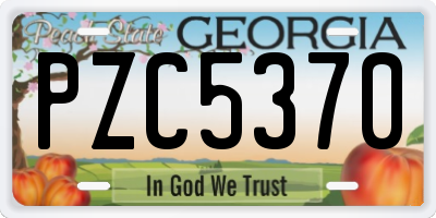 GA license plate PZC5370