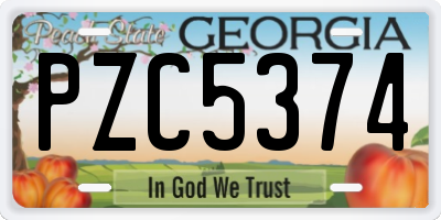 GA license plate PZC5374