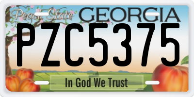 GA license plate PZC5375