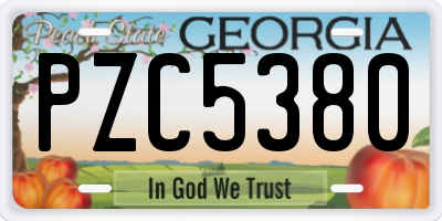 GA license plate PZC5380