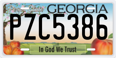 GA license plate PZC5386
