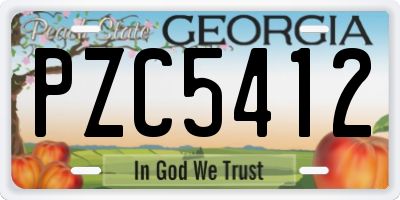 GA license plate PZC5412