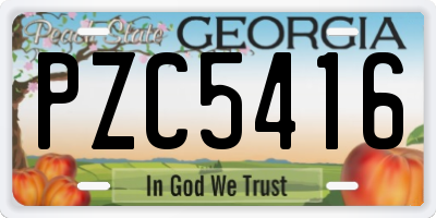 GA license plate PZC5416