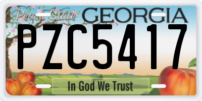 GA license plate PZC5417