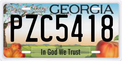 GA license plate PZC5418