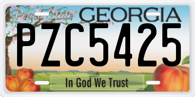 GA license plate PZC5425