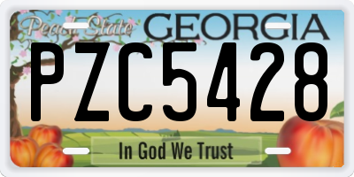 GA license plate PZC5428