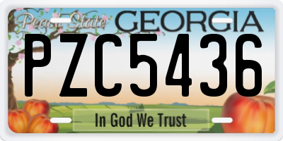 GA license plate PZC5436