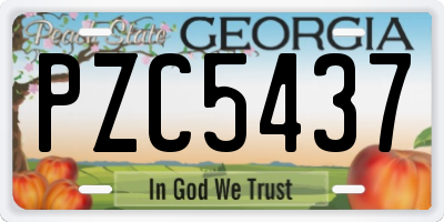GA license plate PZC5437