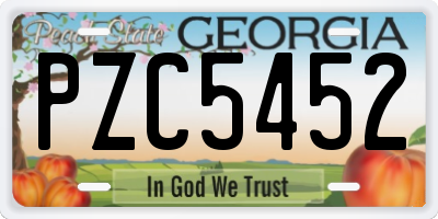 GA license plate PZC5452