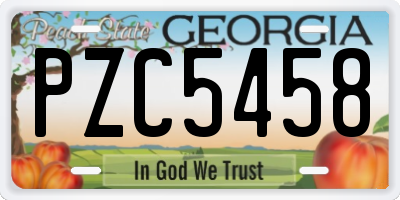 GA license plate PZC5458