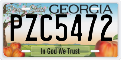 GA license plate PZC5472