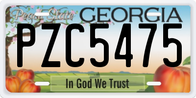 GA license plate PZC5475