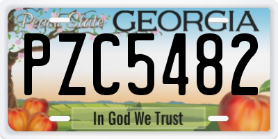 GA license plate PZC5482