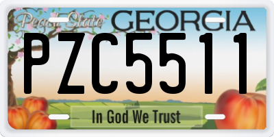 GA license plate PZC5511