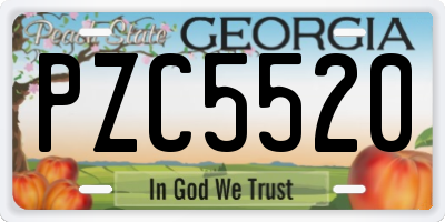 GA license plate PZC5520