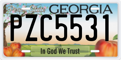 GA license plate PZC5531