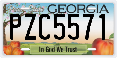 GA license plate PZC5571