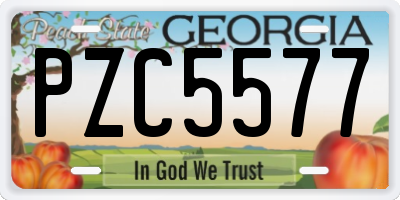 GA license plate PZC5577