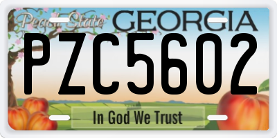 GA license plate PZC5602
