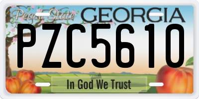 GA license plate PZC5610