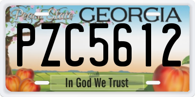 GA license plate PZC5612