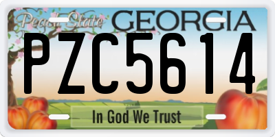 GA license plate PZC5614