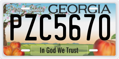 GA license plate PZC5670