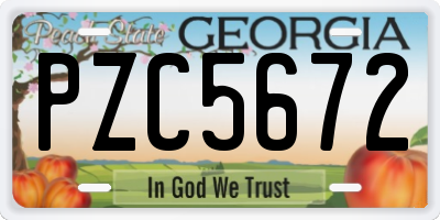 GA license plate PZC5672