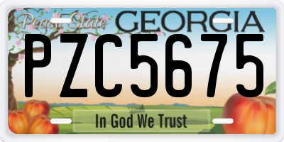 GA license plate PZC5675
