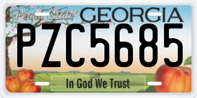 GA license plate PZC5685