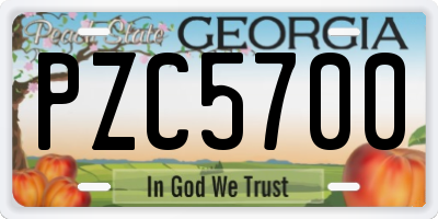 GA license plate PZC5700