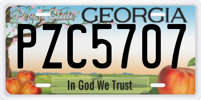 GA license plate PZC5707