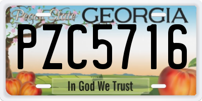 GA license plate PZC5716