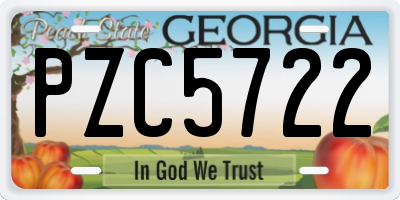 GA license plate PZC5722