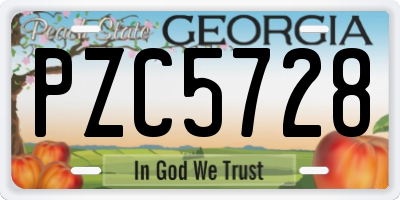 GA license plate PZC5728