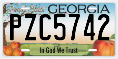 GA license plate PZC5742