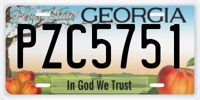 GA license plate PZC5751