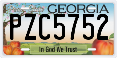 GA license plate PZC5752