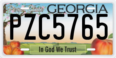 GA license plate PZC5765