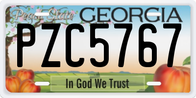 GA license plate PZC5767