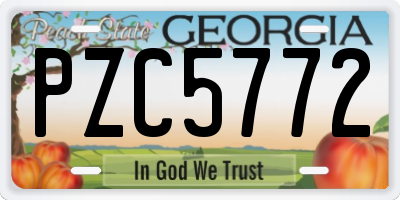 GA license plate PZC5772