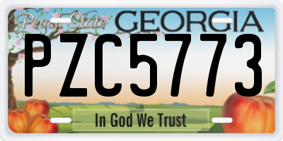 GA license plate PZC5773