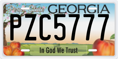 GA license plate PZC5777