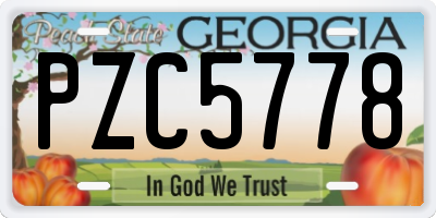 GA license plate PZC5778